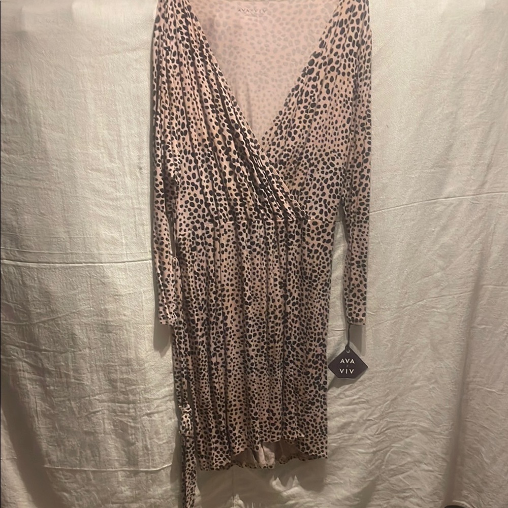 Ava & Viv Tan Brown Wrap Tie Front Bodycon Dress